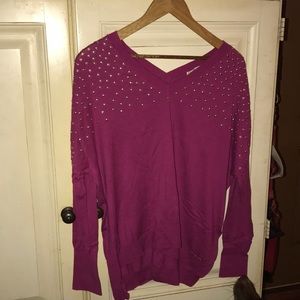 oversized studded v neck sweater